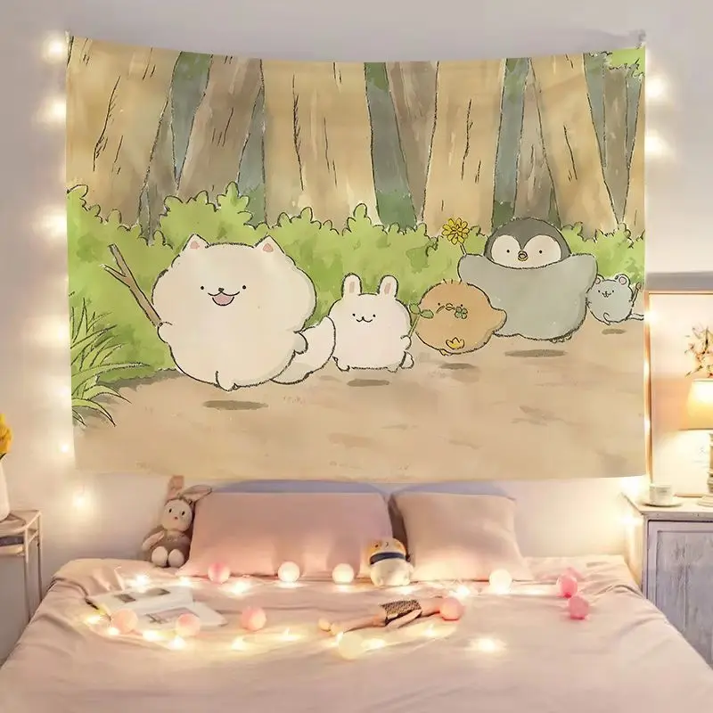VIKAMA Cozy Moon Star Dog Tapestry, Cute Sleeping Puppy Wall Hanging for Bedroom Nursery Dorm Aesthetic Decor