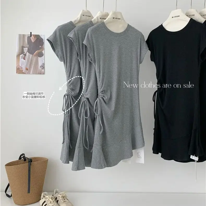 Conjunto de moda de puro deseo para mujer, Top de manga corta Irregular + falda acampanada, pantalones, conjunto de dos piezas, verano 2025