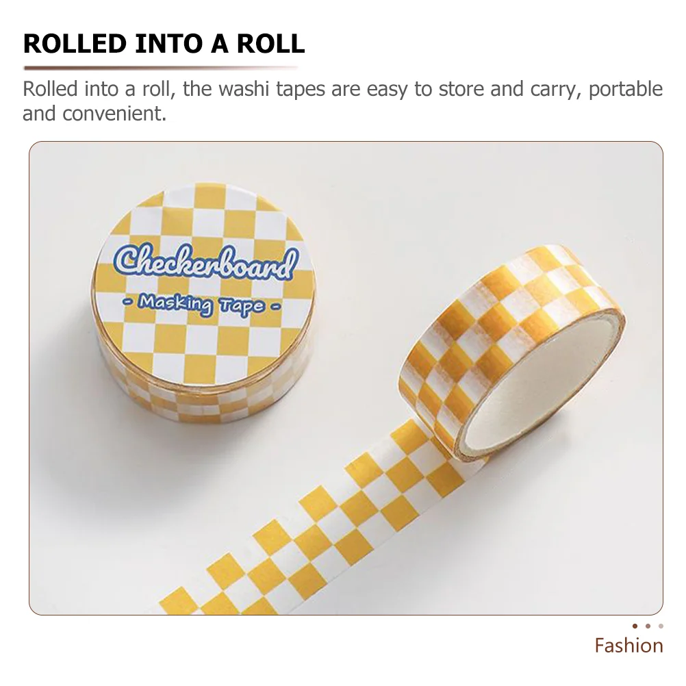 6 ม้วน Checkered Washi เทปสติกเกอร์สี DIY สมุดภาพเทปกระดาษเครื่องเขียน