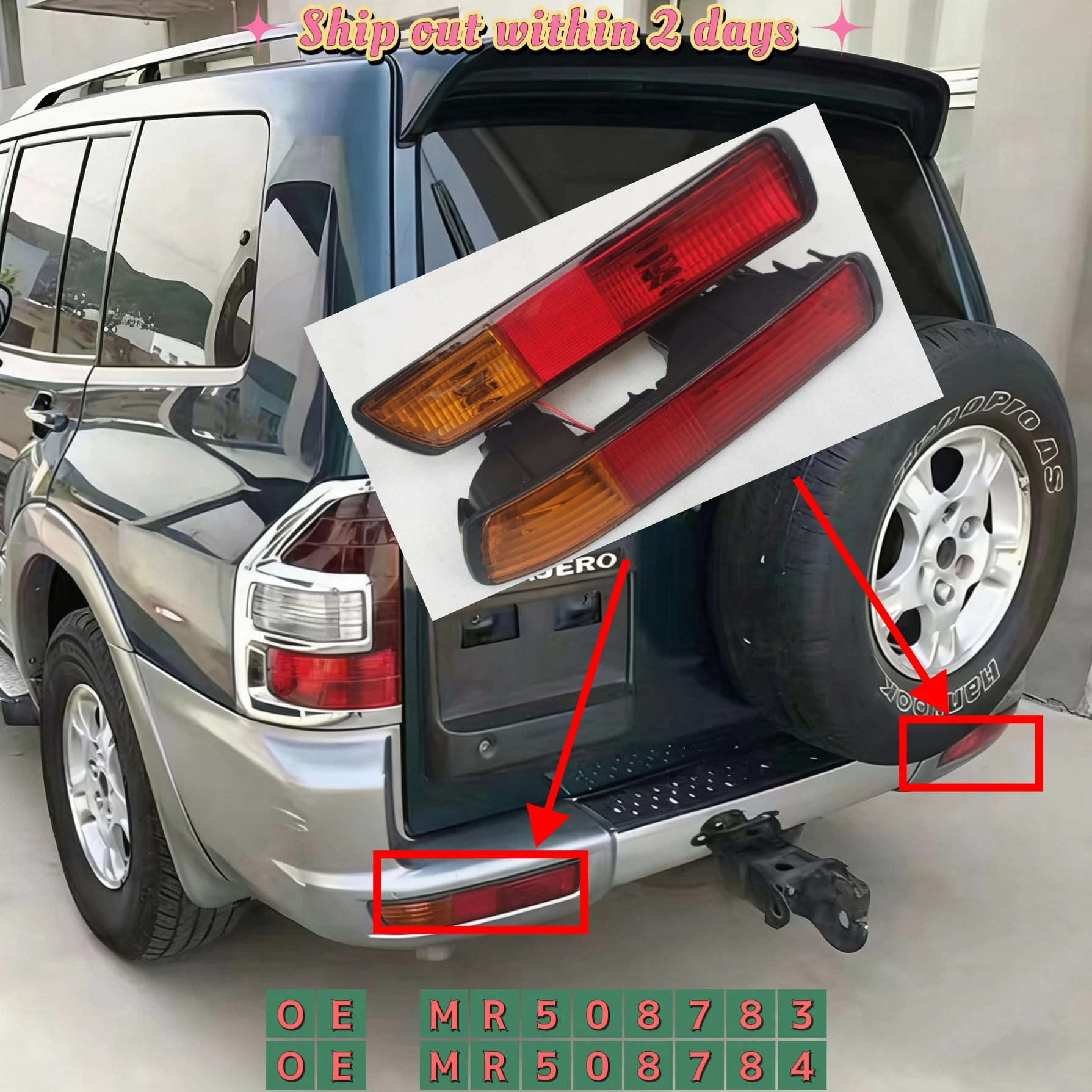 

Rear Bumper Fog Light Fog Lamp Reflector Tail Light Brake Light For Pajero Montero V73 V75 V77 2001-2003 MR508783 MR508784