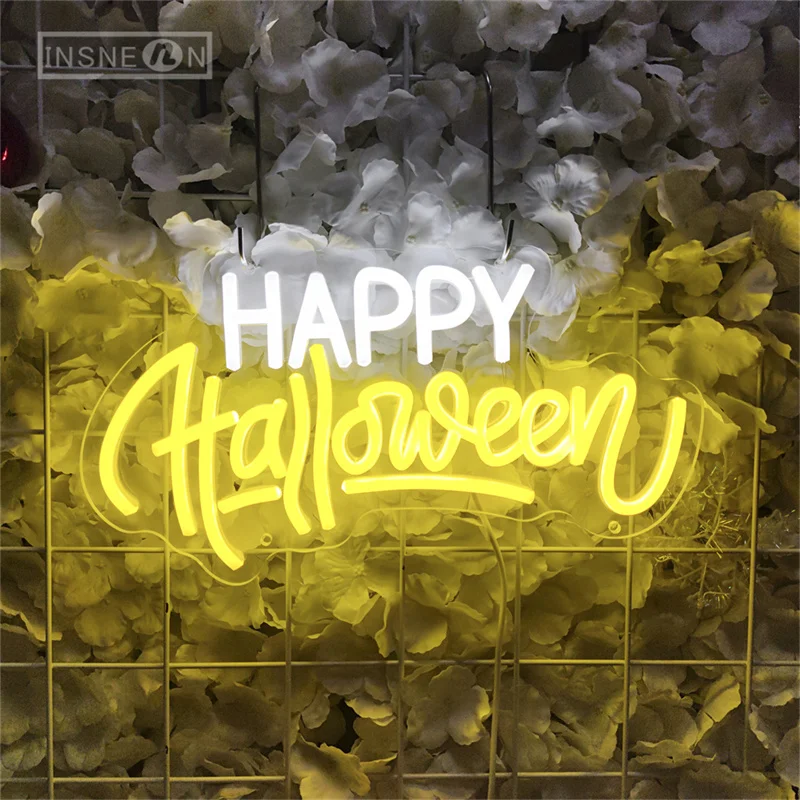 Joyeux Halloween néon LED signe Halloween mur LED décor néon signe personnalisé fête mur Art décoration cadeaux personnalisés veilleuse