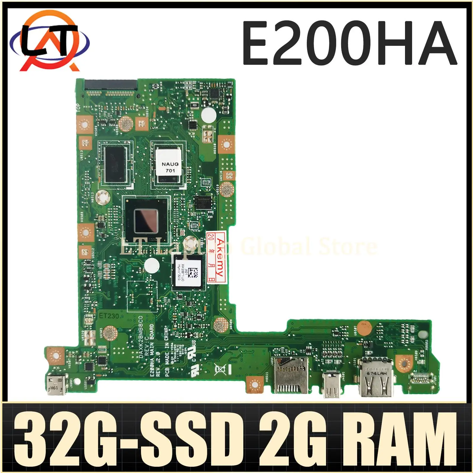 Notebook E200HA Mainboard For ASUS E200H E200HA Laptop Motherboard Z8300/Z8350-CPU 2G/RAM 32G/SSD Test 100% OK