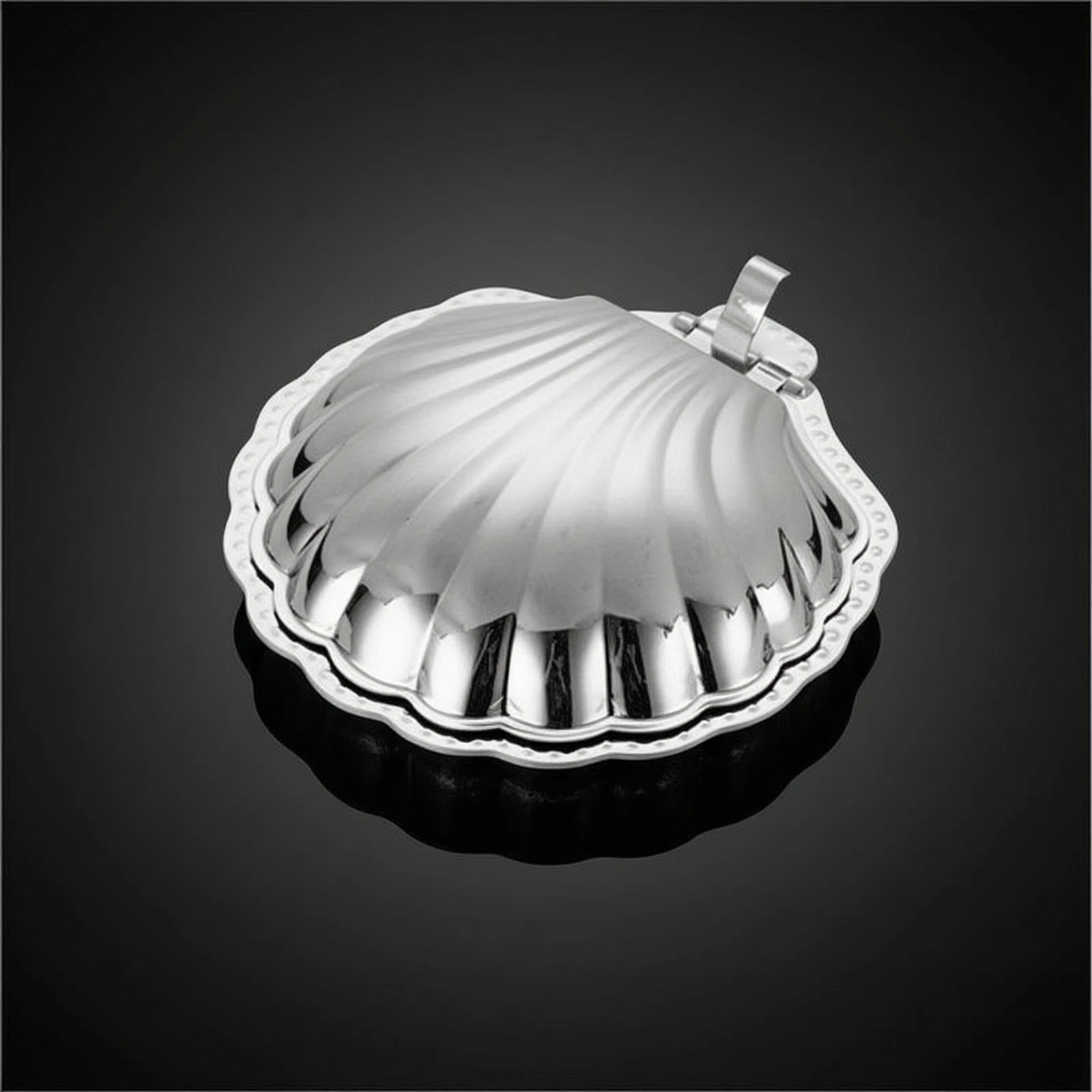 Shell Dish Stainless Steel Clamshell Box Butter Dish with Lid Hinged Mantequera Con Tapa Decorative for Dining Table