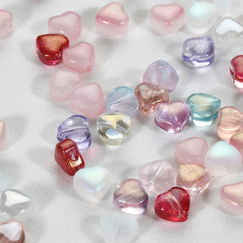 

20pcs/lot 6mm AB Color Heart Beads Czech Glass Loose Spacer Beads for Jewelry Making Hairpin Handmade Diy Accessories