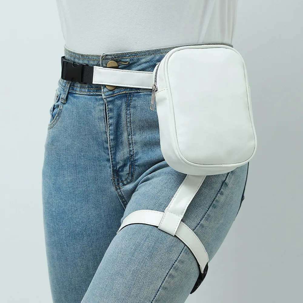 Trendy Stylish Black Women Waist Leg Belt Leather Cool Girl Bag Fanny Pack for Outdoor Hiking Motorcycle Сумка Мужская Leg Bag