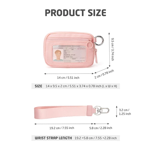 Imagen 2 del producto Bolsa de almacenamiento con tarjetero para mujer, monedero multifunción con clip asociado, billetera corta portátil con cremallera, bolso de alta valor