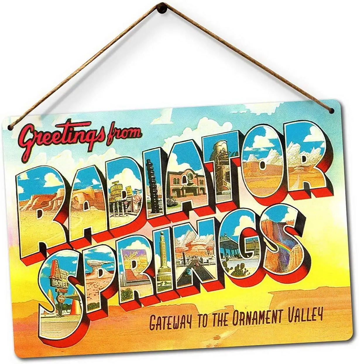 Sylty 8X12 Inches Radiator Springs Twine - Metal Wall Sign Plaque Art Inspirational sign