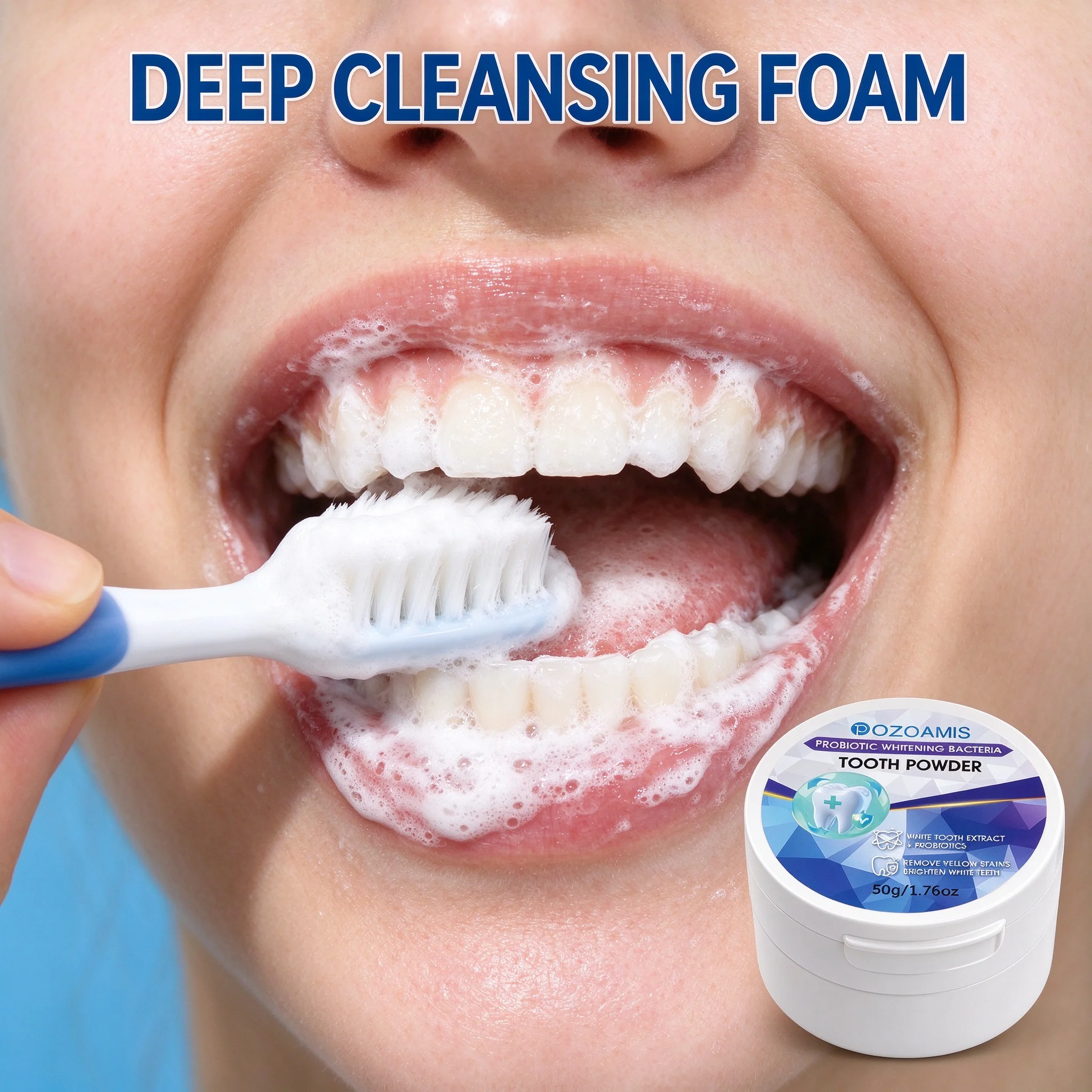 Natural Probiotic Teeth Whitener Powder for a Bright White Smile, Stain Removal for Smokers & Coffee Lovers, Enamel Friendly