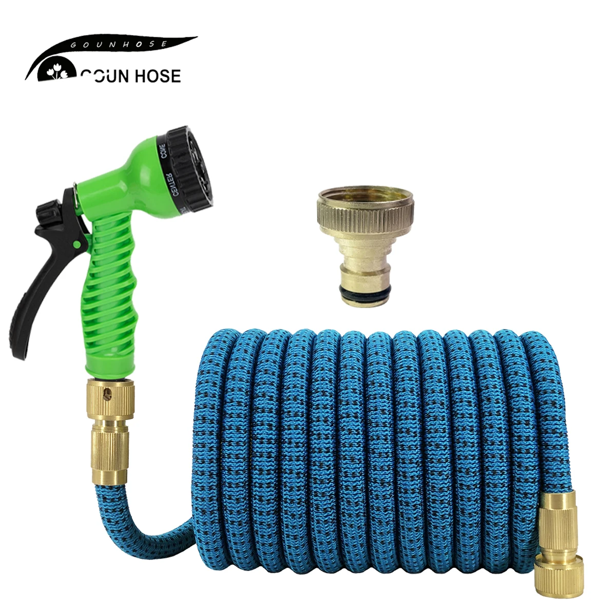 

Садовый шланг из гибкой и растягивающейся резины с 7-функциональным распылителем, для полива газонов GOUN HOSE