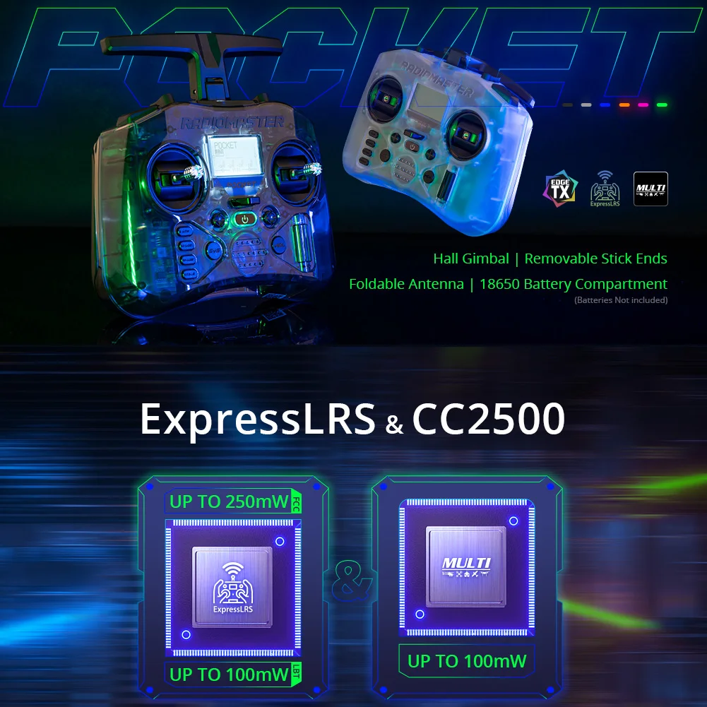 

RadioMaster Pocket Hall Gimbal Transmitter Remote Control Portable Lightweight Preinstalled EdgeTX ExpressLRS Or MPM CC2500