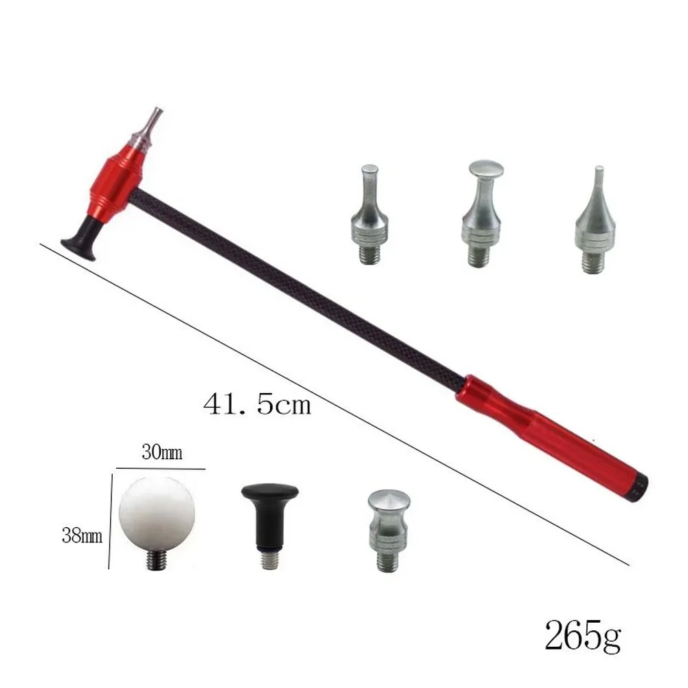 Paintless Dent Repair Hammer With 6 Interchangeable Tips, Adjustable Steel For PDR Tap Down Tool For Car Body Dent Removal