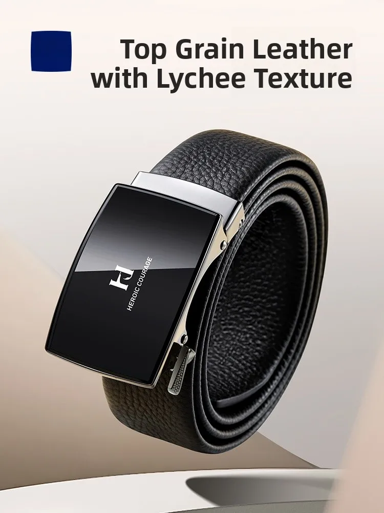 business-style-men's-belt-automatic-buckle-top-layer-cowhide-younger-men's-waist-belt-birthday-gift-casual-smooth-surface