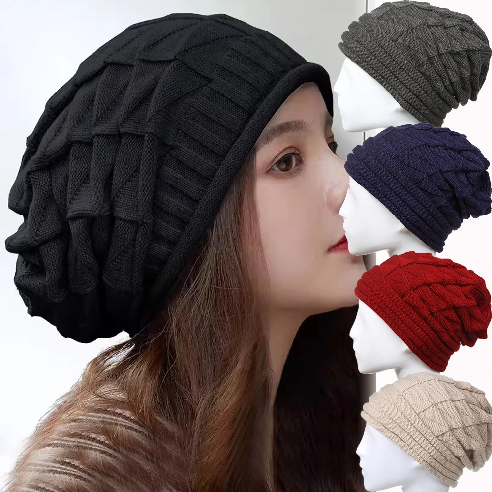 

Comfortable Knitted Baggy Beanie Oversized Winter Hat Ski Slouchy Cap Skullies Beanies Women Men Winter Wool Warm Cap Unisex