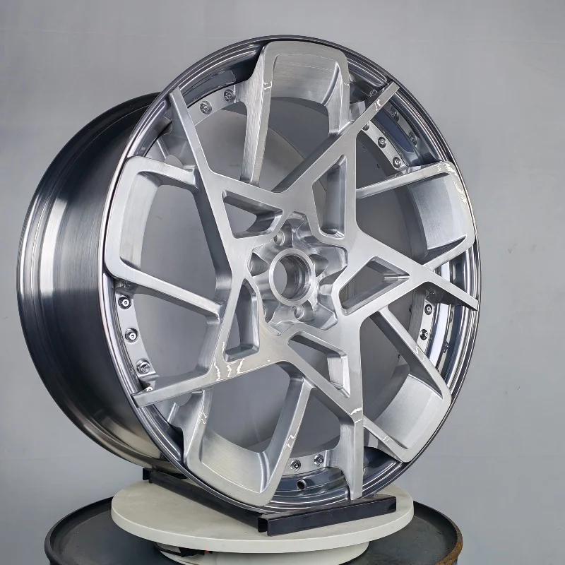 

22x105 22 Inch 5 X 112 Alloy 2 Pieces Forged Brushed Silver Polished Wheels Rims for audi Alpina Mecedes volkswagen
