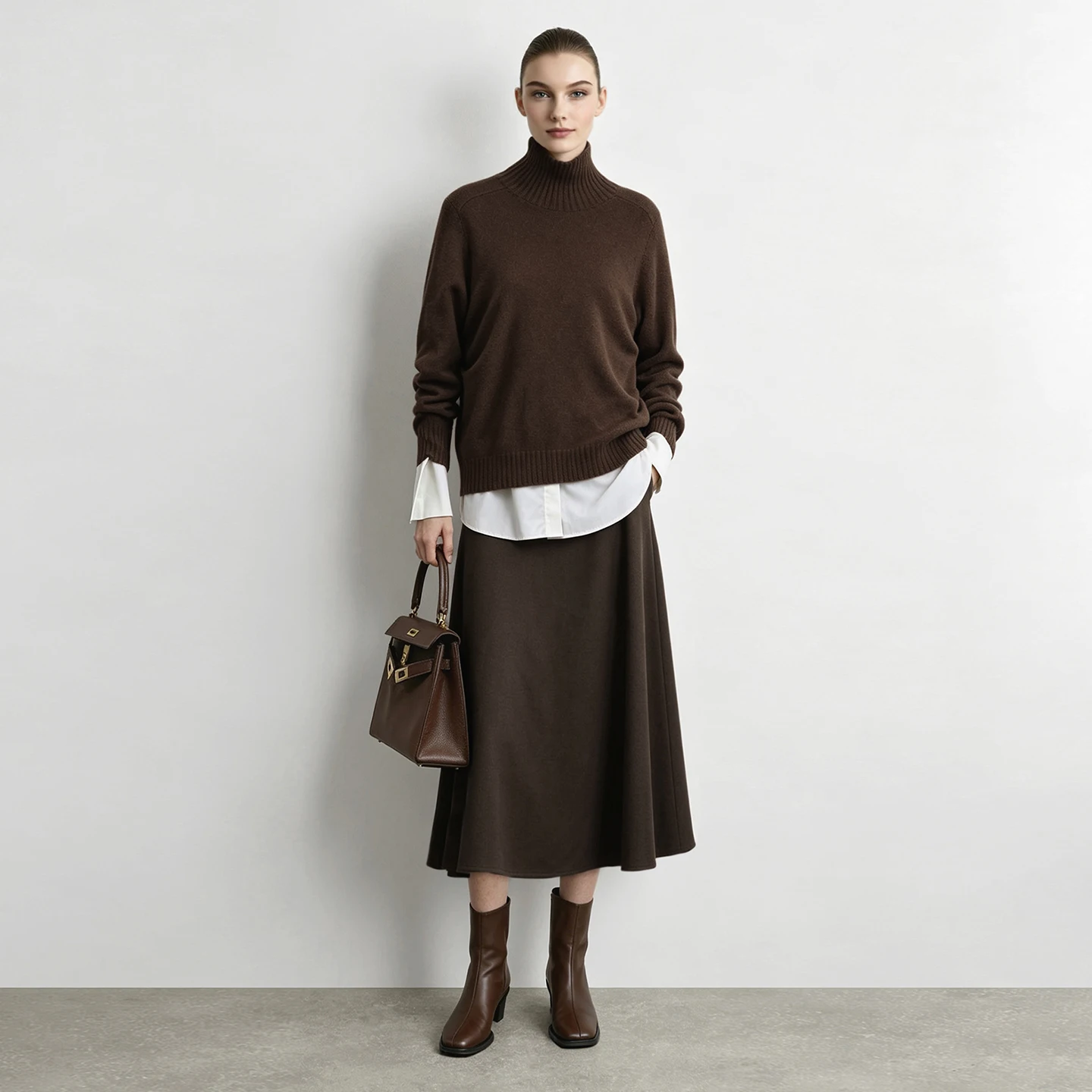 Amii Women's A-Line Midi Skirt with Belt High Waist Loose Fit Slimming Minimalist Commuter Winter 2026 Skirts for Women 12624068