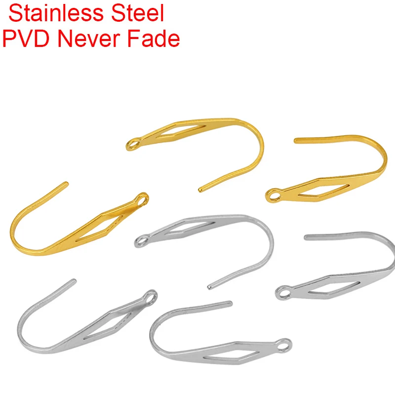 20pcs 19mm PVD Never Fade Stainless Steel Earring Hooks Rhombus Hollow Hypoallergenic Earring for DIY Jewelry Making Findings
