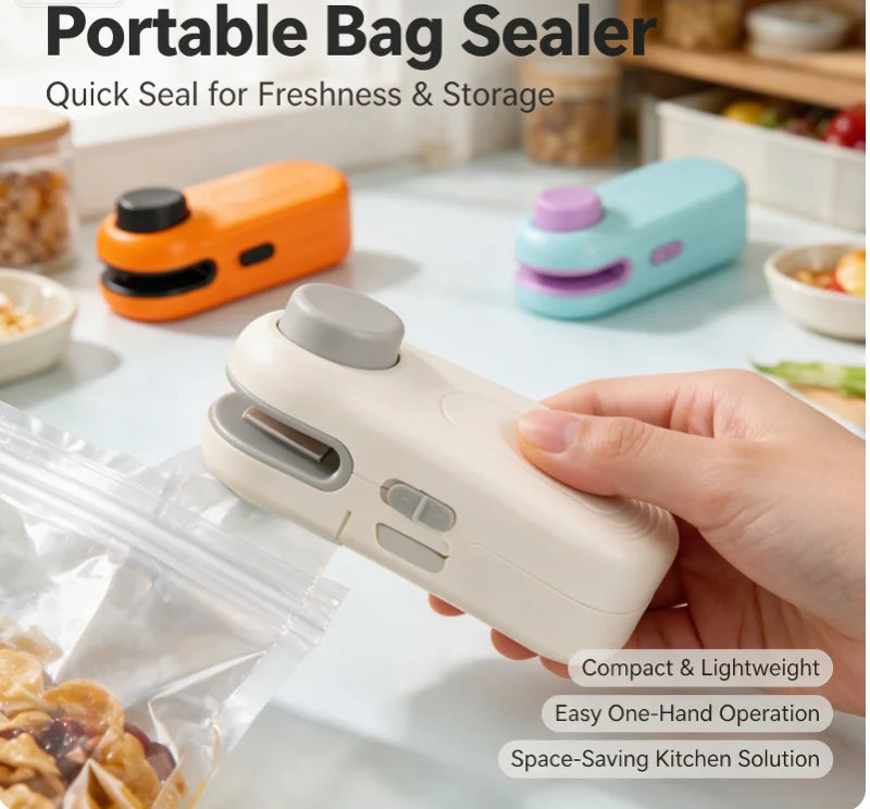 New 1pcs Mini Heat Bag Sealing Machine Package Sealer Bags Thermal Plastic Food Bag Closure Portable Sealer Kitchen Accessories