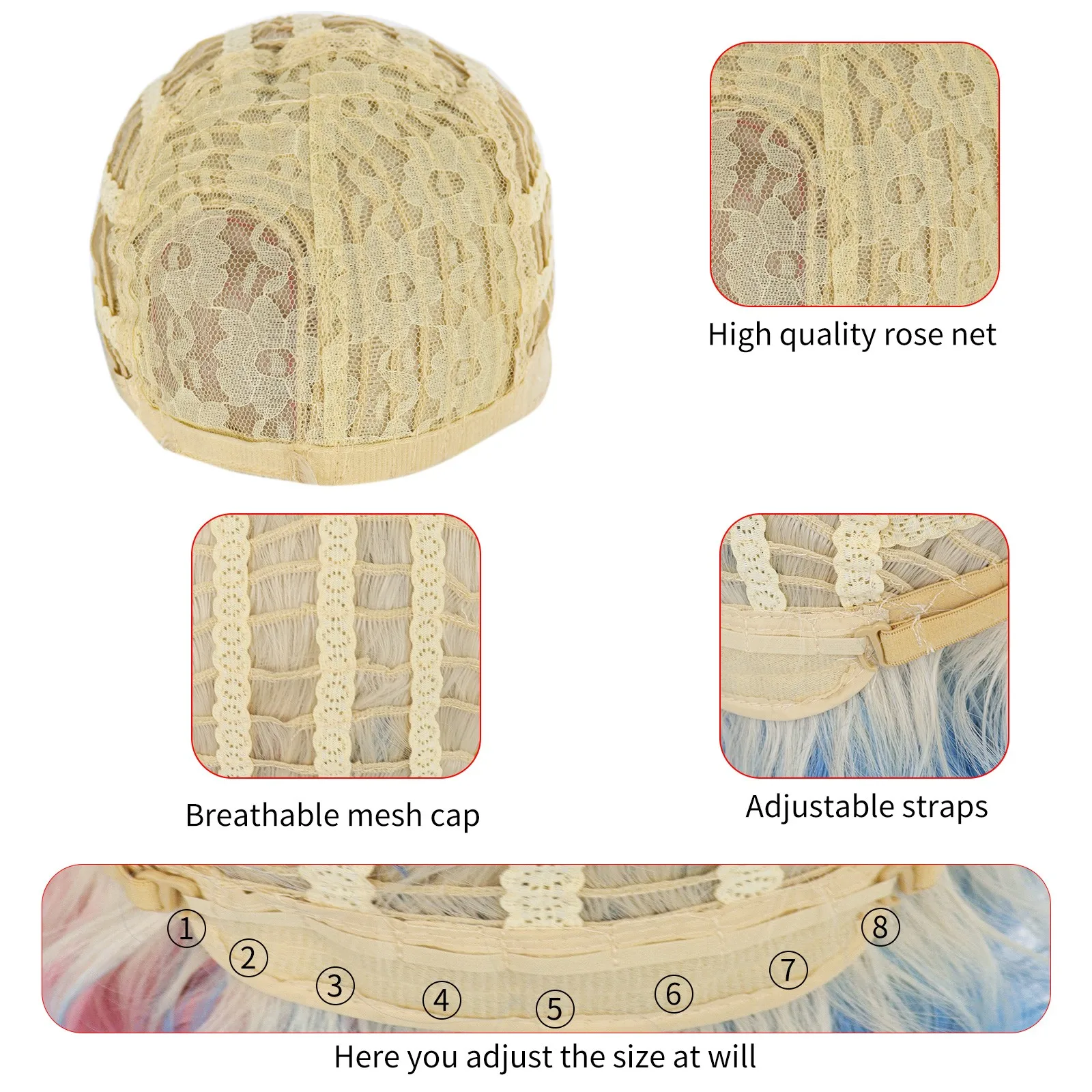 باروكة كوسبلاي صناعية متوسطة الطول ، أومبير ، بيج ، أزرق ، وردي إنيد سينكلير ، هالوين ، عيد الميلاد ، المدرسة ، عيد الشكر ، 12" #6