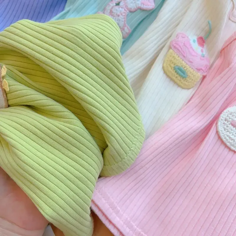 Baby Girls T-shirts for Kids Summer Sleeveless Knitted Tops Vest Outfits Girls Cute Halter Tops Tees Children Clothing 1-12 Year image 4
