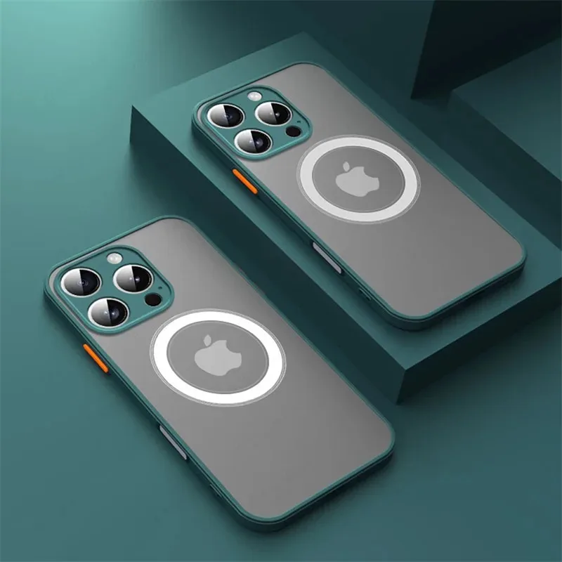 Luxe Armor Matte Voor Magsafe Magnetische Draadloos Opladen Case Voor iPhone 17 16 15 14 13 12 11 Pro Max Mini Plus Shockproof Cover