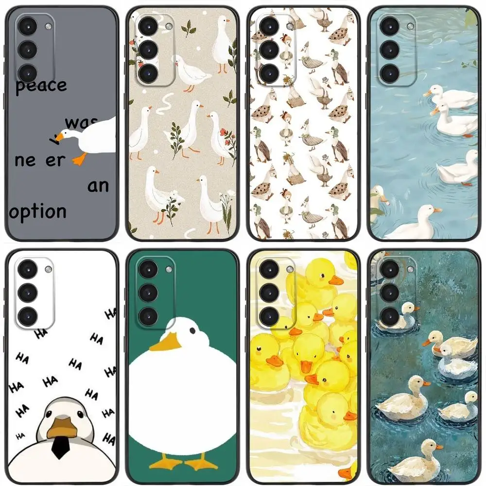 

Cute duck Phone Case For Samsung Galaxy A20,21s,22,31,32,52,53,72,73,80,91 Soft Liquid Silicone Black Cover