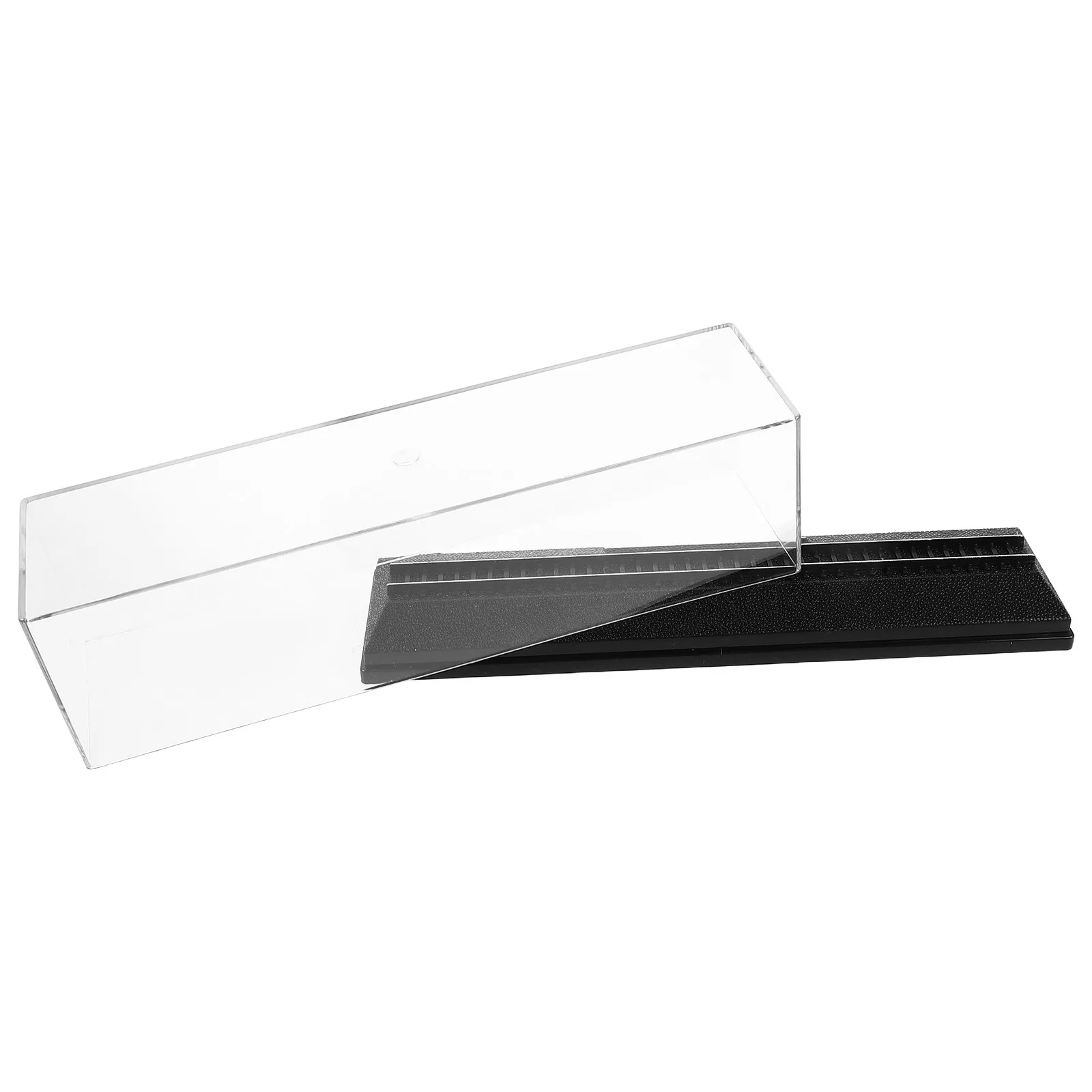 1:160 Scale Acrylic Dustproof Train Display Case Black Base Clear Storage Box Diecast Collectibles Showcase Organizer 8x2.4x2