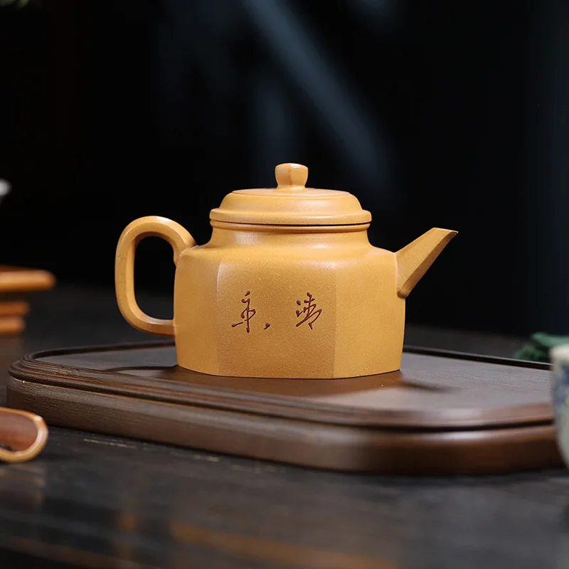 High Quality Hexagonal Sword Liude Zhong Pot Yixing Handmade Clay Teapot Household Tea Set Ore Segment Mud Purple Sand