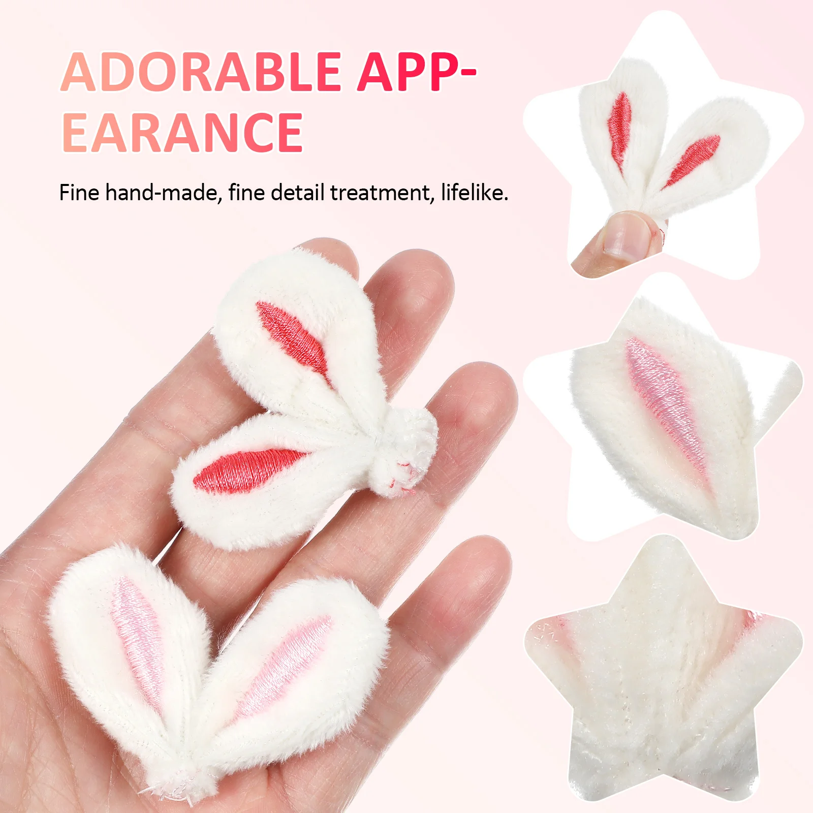 10Pcs Bunny Ears for Crafts Soft Fabric DIY Animal Ear Accessories Hair Clips Costume Decorations Bunny Accessories