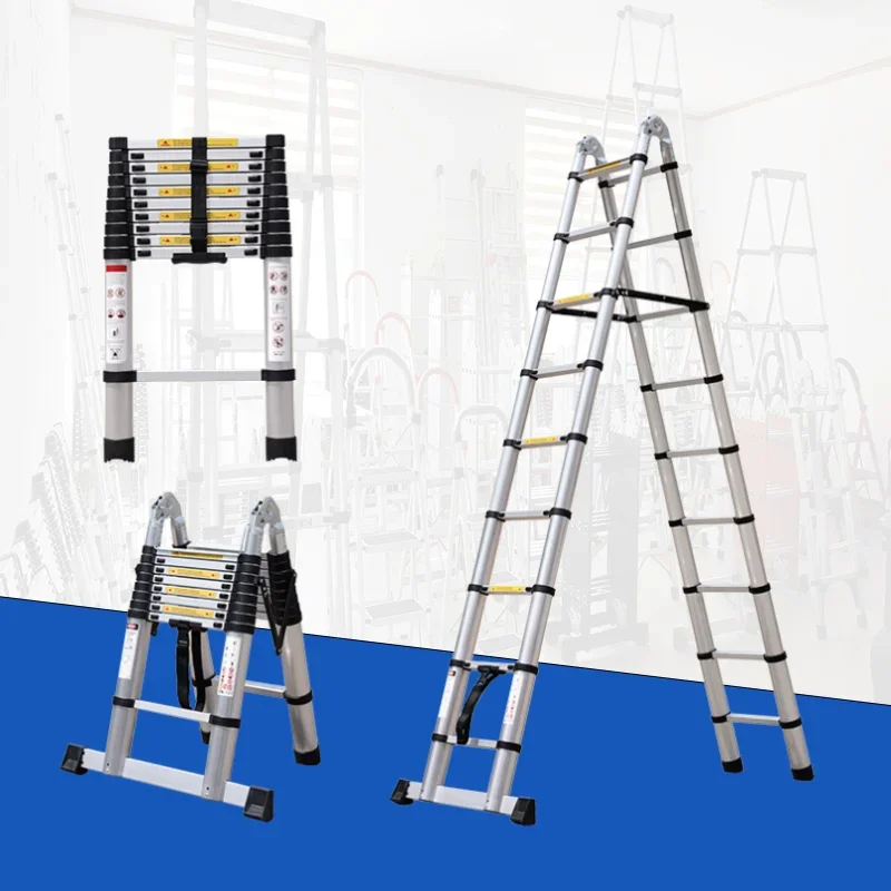 Movable Heavy Duty Roofing Collapsable Rolling Extension Ladder Telescopic Household Ladder