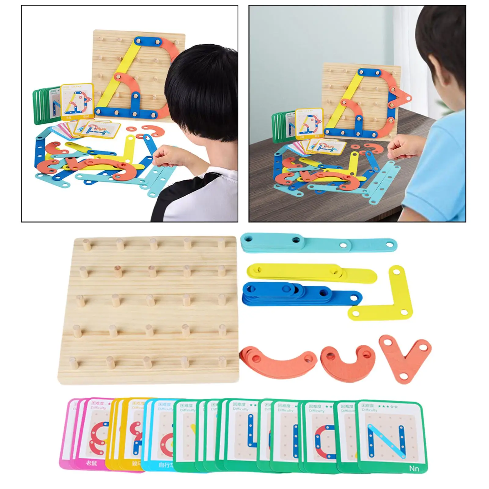 Letter Number Construction Puzzle Stacking Blocks Toy for Preschool Activity