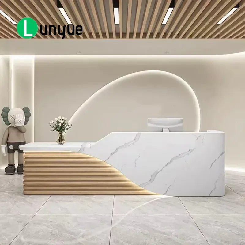 Modern Wooden Bar Counter Multi Color Reception Desk for Beauty Office Furniture Stylish Design Factory Direct