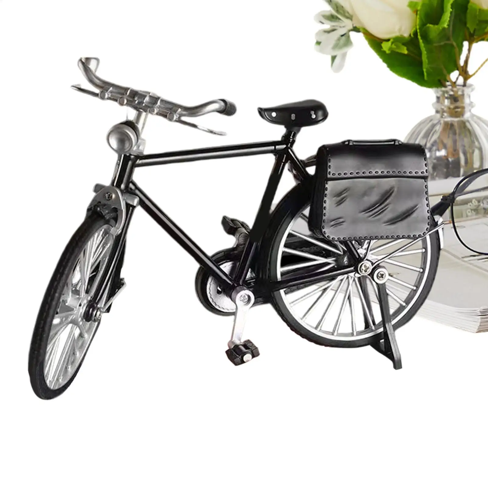 

18x10x3cm Retro Aluminum Alloy Bicycle Model Toy Simulated Mechanical Bike Collection Ornament Classic Vintage Mini Bike Decor