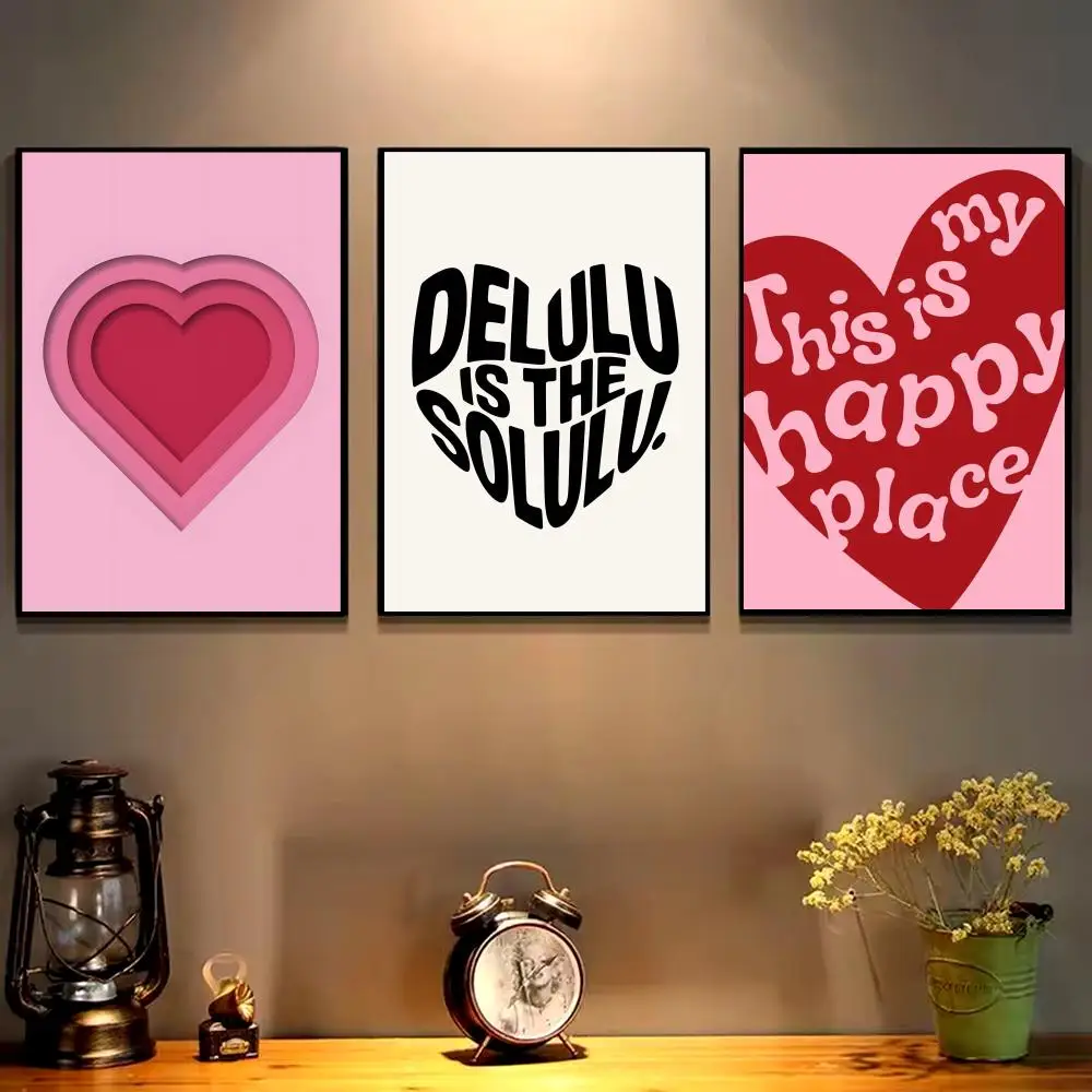 Heart Shape Poster HD Art Sticky Wall Waterproof Home Living Room Bedroom Bar Aesthetic Decoration