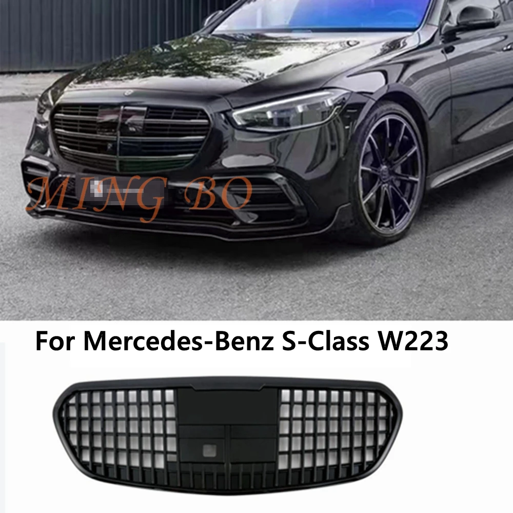 Front Racing Facelift Grille Upper Grill For Mercedes-Benz W223 S-Class 2021  black Brabus Grill OE Style