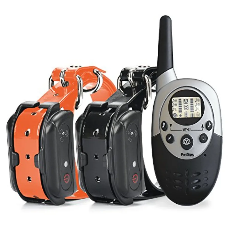 

Dog training collar for 2 dogs, 1100 yards range, medium to large dogs, vibration/shock/beep modes, waterproof, remote control,