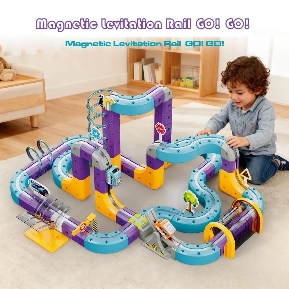 Magnetic Anti-Gravity Train Track Set DIY Building Blocks with Seesaw Track STEM Educational Toy Creative Assembly Gift for Kids