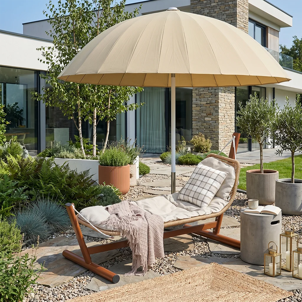 Outdoor Patio Umbrella Center Pole Sunshade Parasol Swing Garden Villa Beach Resort Poolside Courtyard Commercial