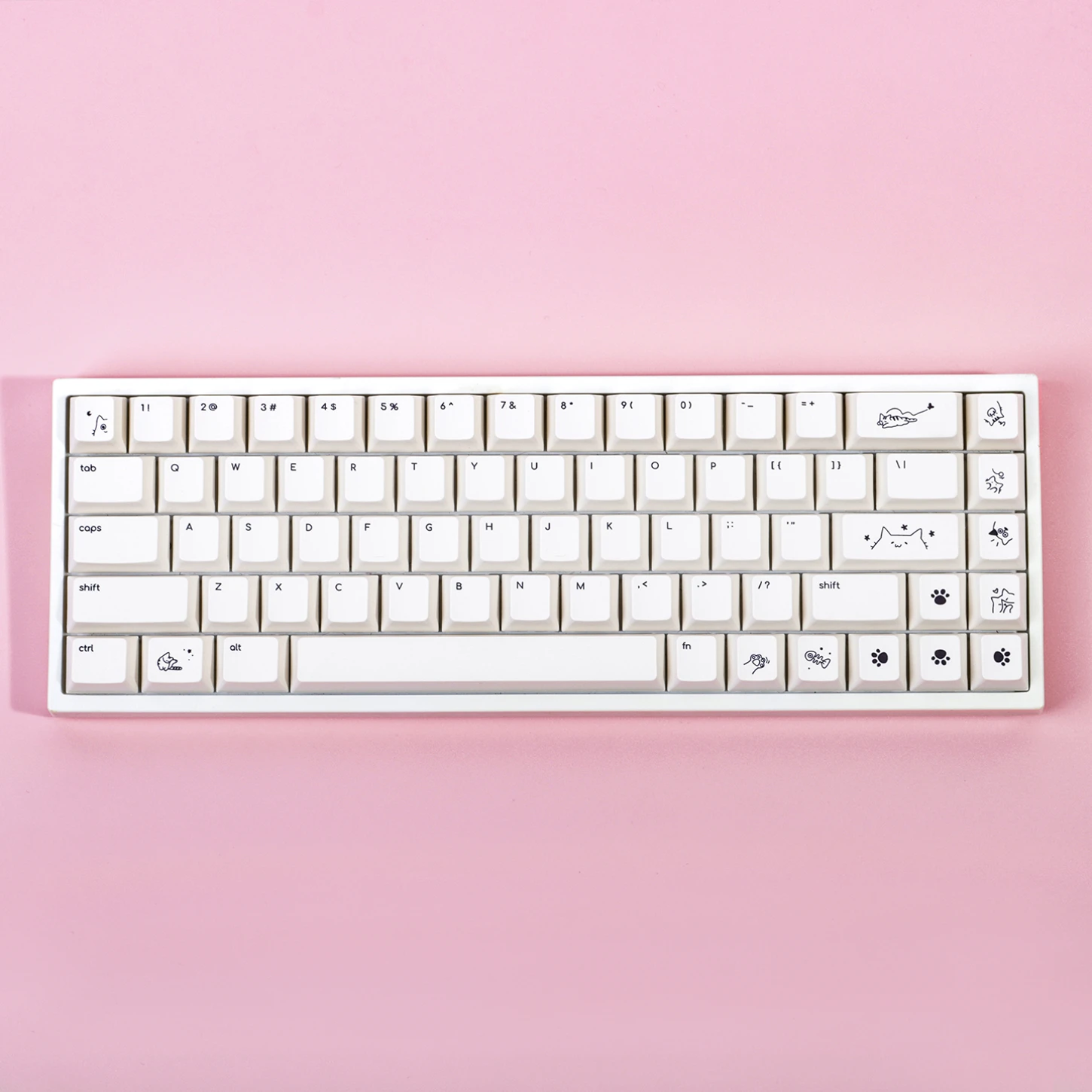 Cute, Cherry Keycaps for Cats and Dogs PBT 138 Keys, Customized for 60/84/98/108 Mechanical Keyboards