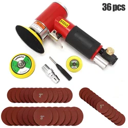 36pcs /Set Random Orbit Pneumatic Air Sander Mini Polishing Machine for Car Surface Polishing 1 2 3