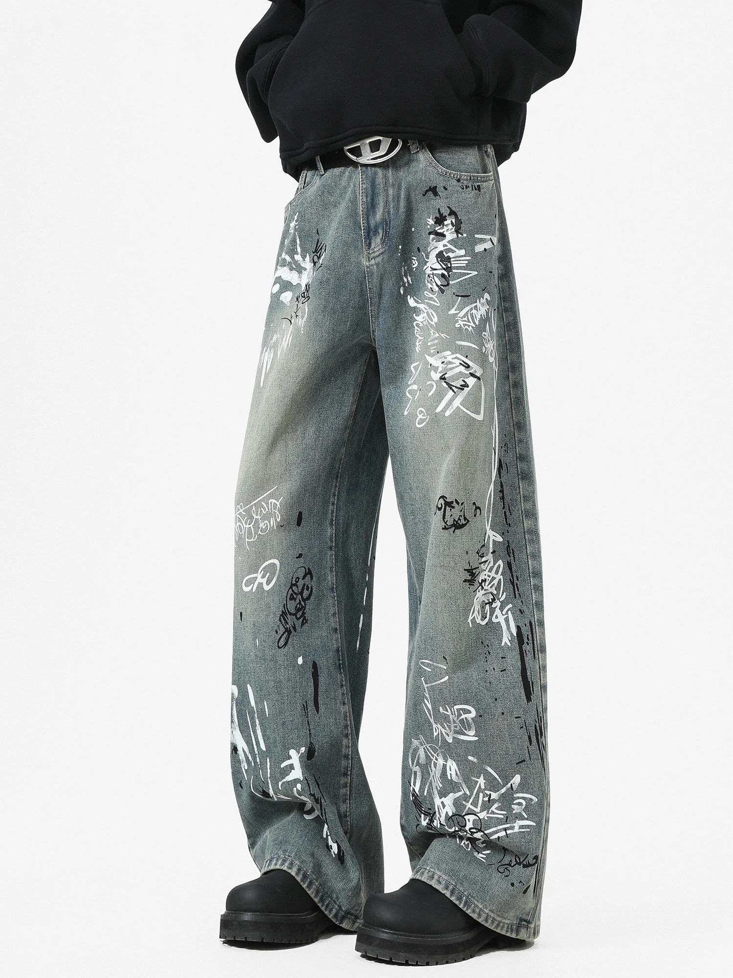 

Мужские джинсы American High Street fiti, весенне-осенние, с высокой талией, прямые, модные, брендовые, длинные брюки Haome