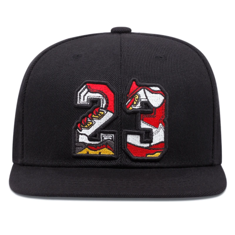 Cyfrowy 23. 3D haftowany modny kapelusz baseballowy sportowy kapelusz przeciwsłoneczny czapka typu snapback regulowany unisex słońce kowbojski