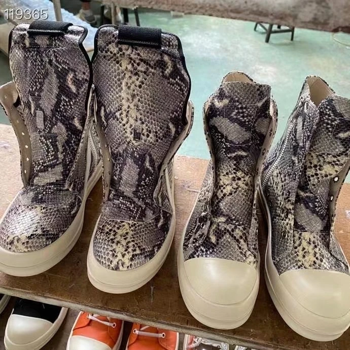 Python Patterned Cowhide High Top Casual Shoes Unisex Sports Quality Fashion Classic Design New Style