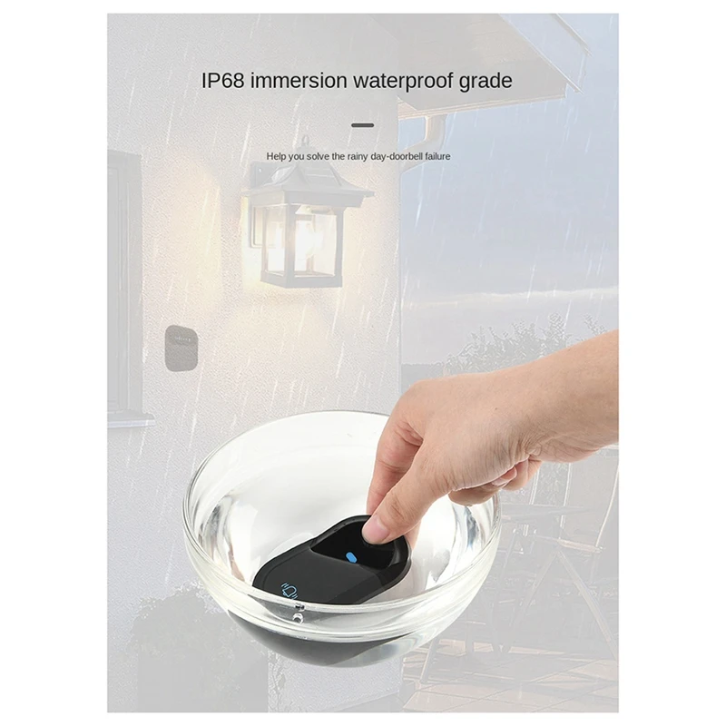 Водонепроницаемый умный дверной звонок, беспроводной дверной звонок IP68, домашний дверной звонок, умный, 38 песен, 4 уровня, регулировка громкости