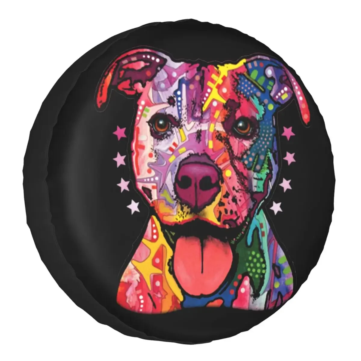 Neon Artistic American Lab Pit Bull Staffy Dog Tire Cover 4WD 4x4 Trailer Spare Wheel Protector for Jeep 14