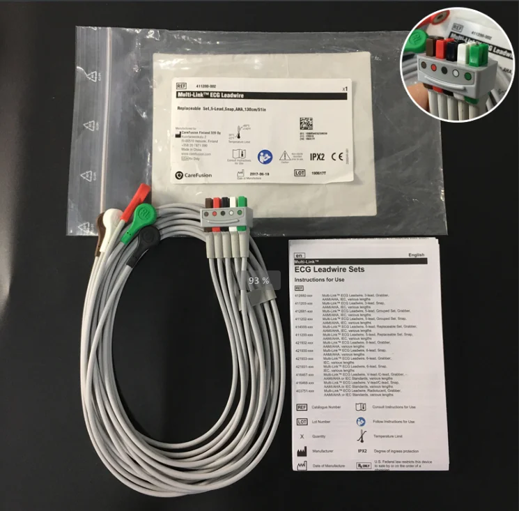 

Vyaire GE Original Multi-Link ECG Cardiac conductance wire Leadwire Replaceable Set 5-lead Snap AHA 130cm/51in REF: 411200-002