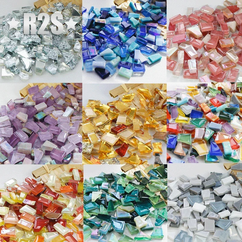 100g Glass Mosaic Tiles Multi Color Mosaic Piece DIY Mosaic Making Stones for Craft Hobby Arts Home Wall Decoration arte