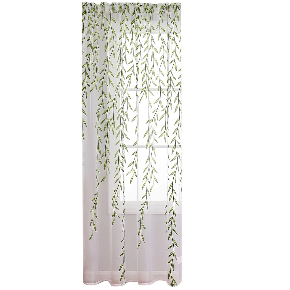 Willow Gauze Curtains Semi Elegant Drape Window Screen Privacy Sheers Drapes Treatment for Bedroom Decor