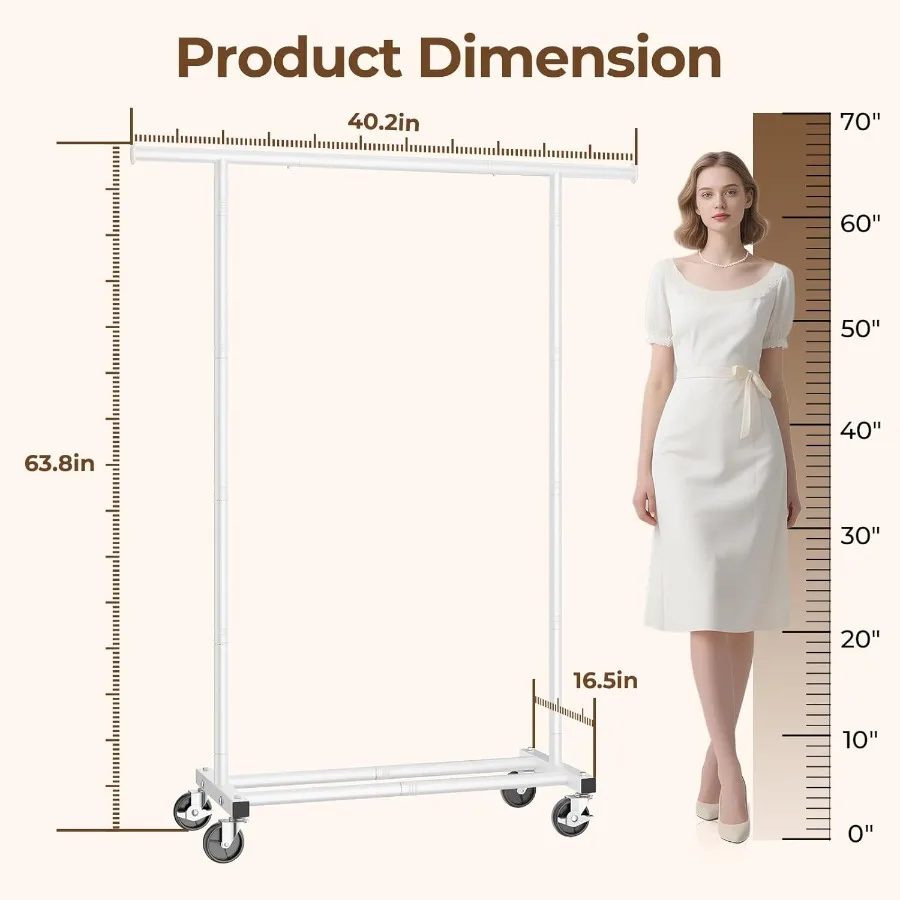 رف ملابس دوار محمول لغرفة النوم وغرفة المعيشة والغسيل رف ملابس معدني قوي مع عجلات ناعمة مثالية للتعليق
