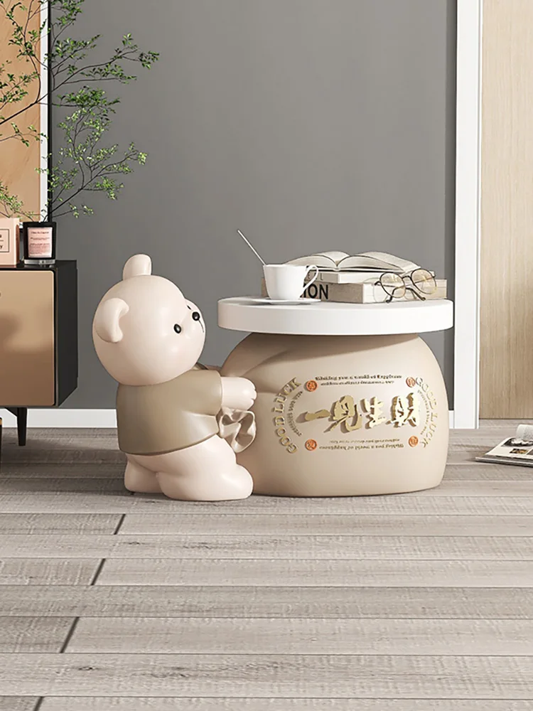 Nordic Designers Cartoon Bear Coffee Table Living Room Furniture Sofa Side Table Lucky Home Accessories Bedroom Bedside Tables