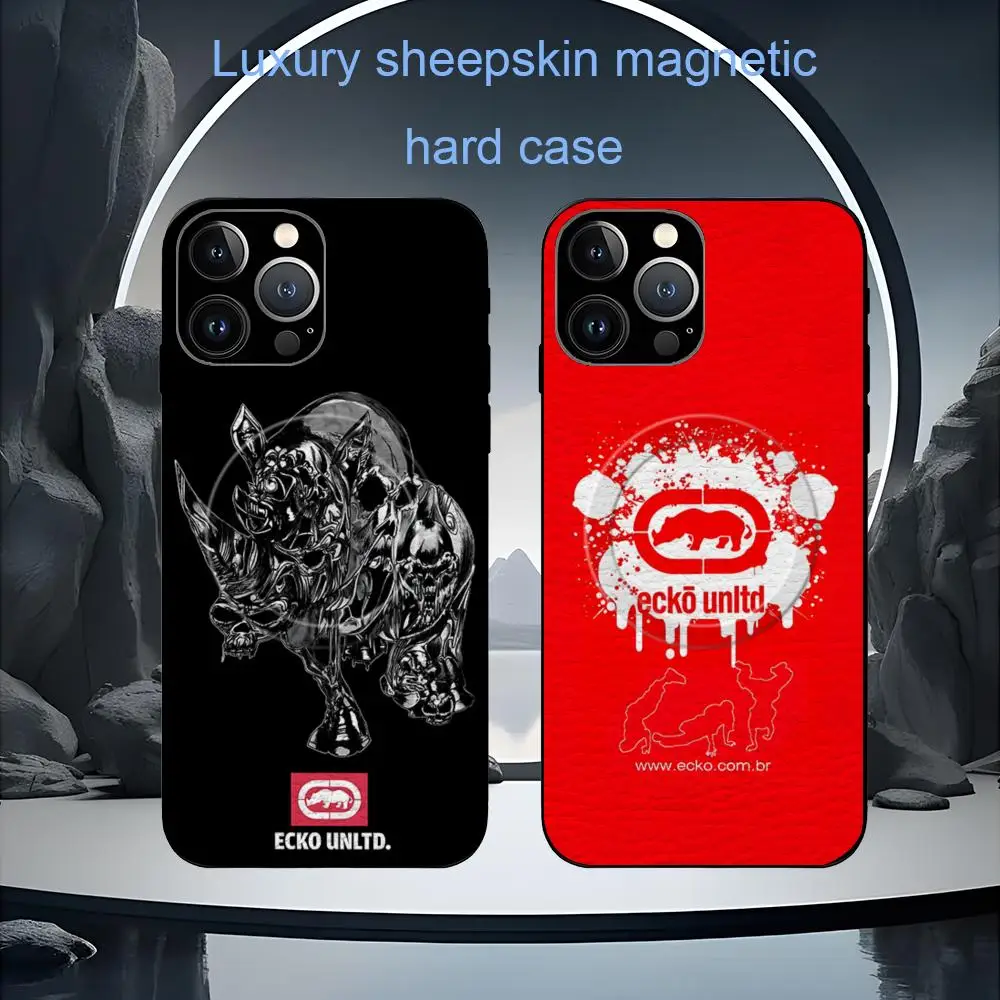 E-Ecko U-Unltd-funda de teléfono de marca de moda para iPhone 16, 15, 14, 13, 12, 11 Plus Pro Max, piel de oveja Magsafe de lujo de alta gama